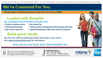 Winner of MBNA Design Contest... American Express Card application, for students.