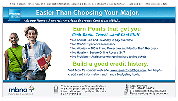 American Express Card application, for students. Part of the Student Campaign.